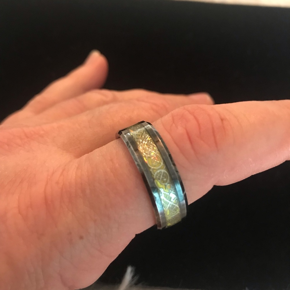 Men’s Opal Green King Will Dragon 8mm Tungsten Carbide Ring